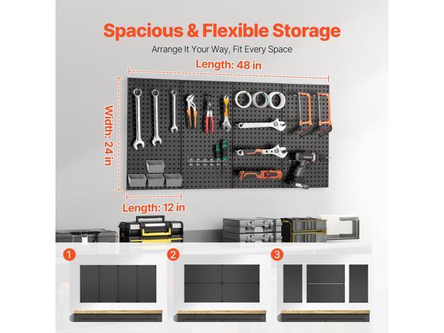 Metal Pegboard Panels, 24' x 12' Pegboard, 4 Panels, Heavy Duty Peg Board Wall Organizer with Accessories, for Living Room Garage Tool Storage...