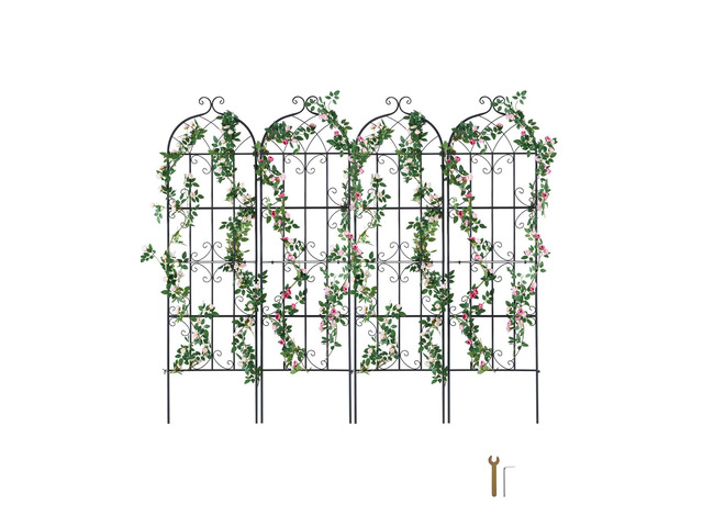 Garden Trellis for Climbing Plants, 71 x 20 in, 4 Packs Rustproof Metal Garden Flower Trellis, Outdoor Climbing Rose Trellis Cucumbers Support,...