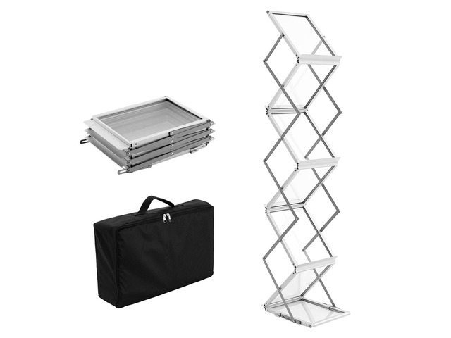 Foldable Magazine Display Rack, 6 Pockets Pop-Up Brochure Display Stand, Double-Sided Display Catalog Literature Holder Stand, Portable with...