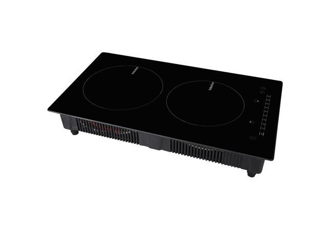 Electric Cooktop, 2 Burners, 12'' Induction Stove Top, Built-in Magnetic Cooktop 1800W, 9 Heating Level Multifunctional Burner, LED Touch Screen w/...