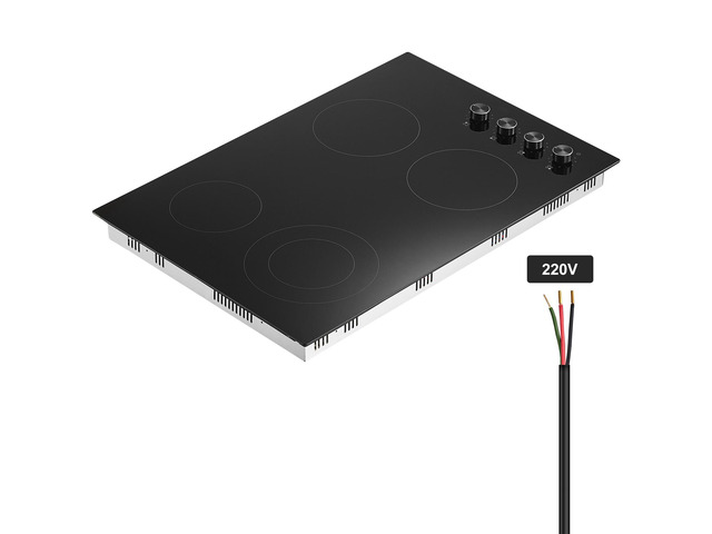 Electric Cooktop, 30 inch 4 Burners Built-in Electric Stove Top, 7200W Ceramic Top Radiant Cooktop, with Glass Panel, Knob Control, 11 Heat Levels,...
