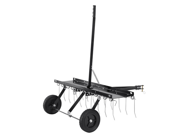 Tow Behind Dethatcher, 40-inch Tow Dethatcher with 20 Spring Steel Tines, Lawn Dethatcher Rake for ATV or Mower, Tow Behind Lawn Rake with Lift...
