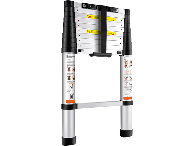 Telescoping Ladder, 10.5 FT Aluminum One-button Retraction Collapsible Extension Ladder, 375 LBS Capacity with Non-slip Feet, Portable...