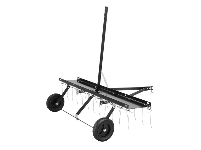Tow Behind Dethatcher, 48-inch Tow Dethatcher with 24 Spring Steel Tines, Lawn Dethatcher Rake for ATV or Mower, Tow Behind Lawn Rake with Lift...
