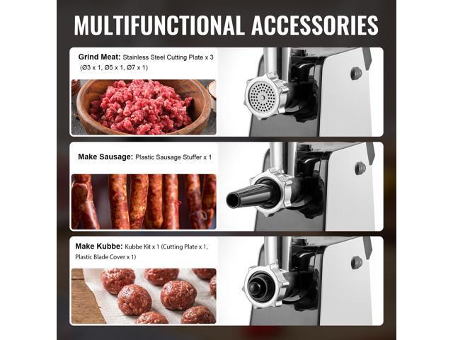 Meat Grinder, 3 Lbs/Min Capacity Electric Meat Grinders with Blade, Grinding Plate, Sausage Maker, Kubbe Kit, Stainless Steel Meat Mincer for Home...