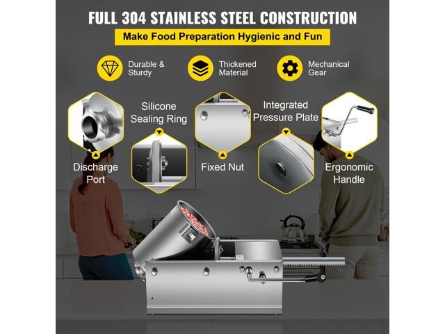 Manual Sausage Stuffer, 3 L / 7 LBS Horizontal Sausage Machine, Dual-Speed Meat Stuffer, Made of Food-Grade 304 Stainless Steel, Includes 5...