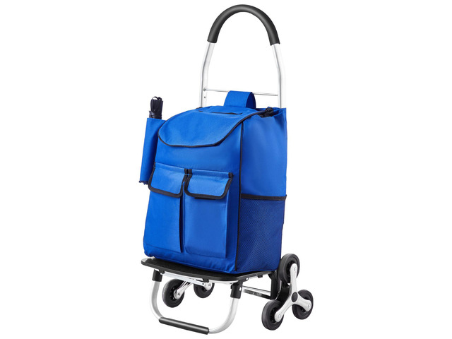 Stair Climber Trolley Dolly, 36L Folding Shopping Cart, Grocery Cart Trolley Laundry Stair Climbing Handcart with 6 Wheels & Oxford Cloth Bag,...