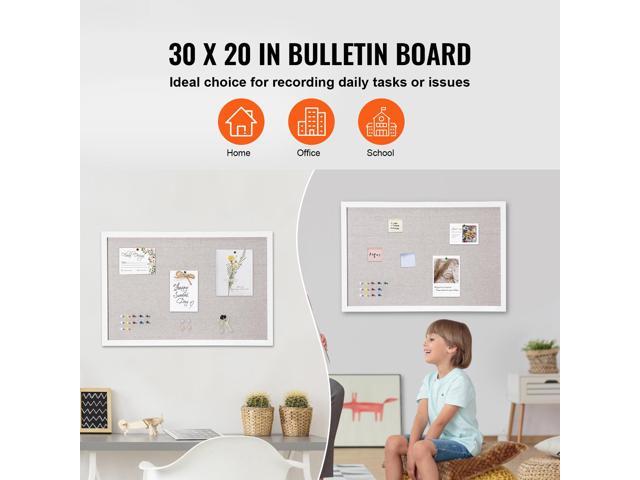 30'x20' White Cork Board with Linen Surface Stylish Wall-Mounted Bulletin Board for Home, School, Office Elegant & Functional Noticeboard