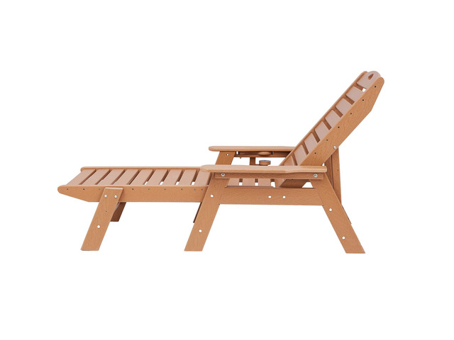 Chaise Lounge Chair, 400 lbs Weight Capacity, 6 Positions Adjustable Patio Lounge Chair, Outdoor HDPE Lounge Chair with Backrest & Cup Holder, for...