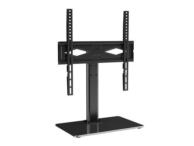 TV Stand Mount, Swivel Universal TV Stand for 32 to 55 inch TVs, Height Adjustable Portable Floor TV Stand with Tempered Glass Base for Bedroom,...