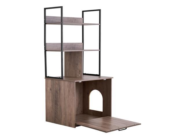 VEVOR Cat Litter Box Enclosure Furniture, 23.6 in Hidden Litter Box Cabinet with Storage Shelves, Modern Style, Waterproof Cat Washroom Side Table...