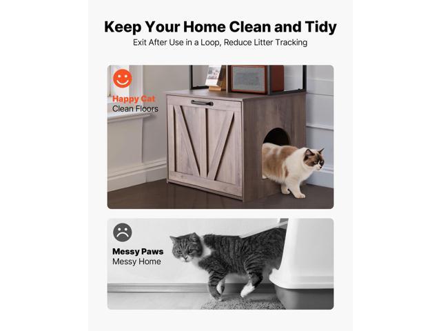 VEVOR Cat Litter Box Enclosure Furniture, 23.6 in Hidden Litter Box Cabinet with Storage Shelves, Modern Style, Waterproof Cat Washroom Side Table...