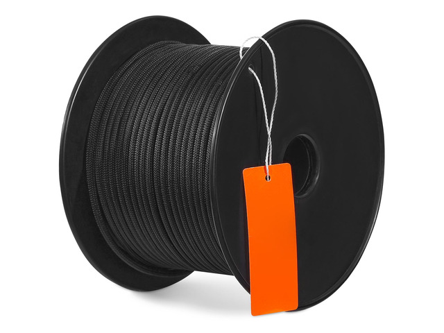 Braided Nylon Cord, 3/16 inch by 250 feet, 32-Strand Design, 720 LBS Tensile Strength, Multi-Purpose Black Rope for Outdoor, Tree Work, Hiking,...