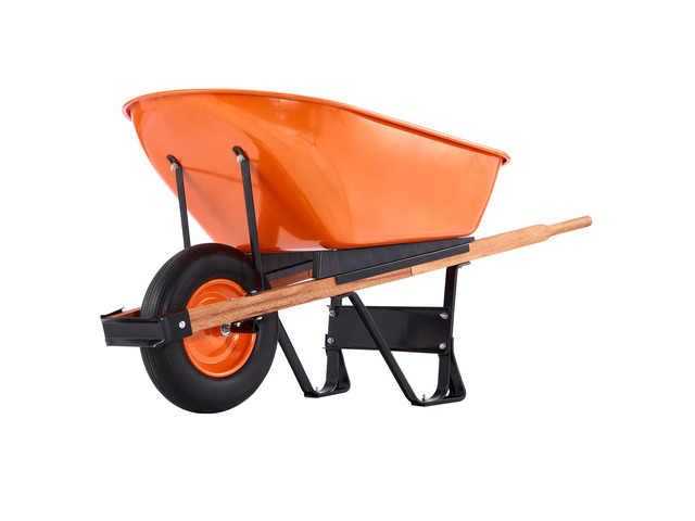 Wheelbarrow Cart, 6 Cu. Ft. Load & 330 lbs Capacity, One Wheel Garden Dump Cart Wheel Barrow with Metal Handle & 16' Wide Track Wheels, Easy...