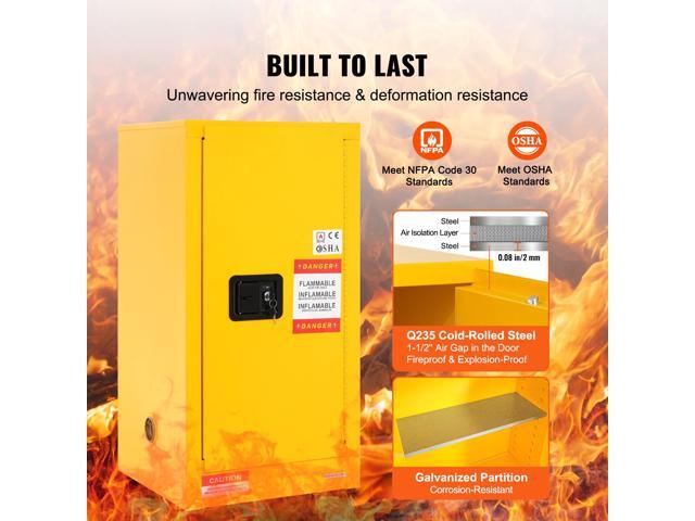 Flammable Safety Cabinet, 16 Gal, Cold-Rolled Steel Flammable Liquid Storage Cabinet, 18.1 x 18.1 x 35.4 in Explosion Proof with 2 Adjustable...
