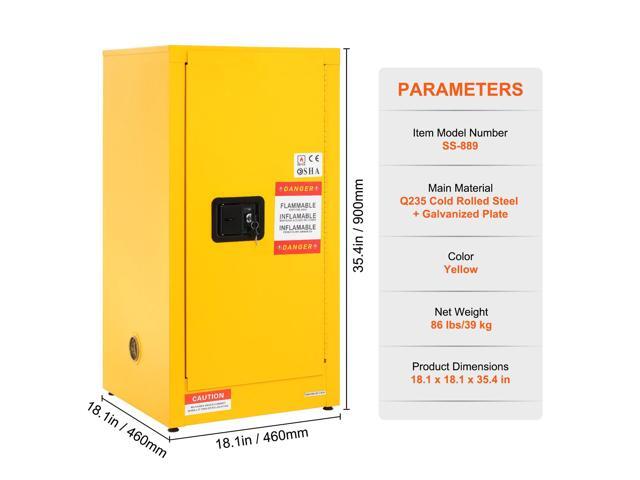 Flammable Safety Cabinet, 16 Gal, Cold-Rolled Steel Flammable Liquid Storage Cabinet, 18.1 x 18.1 x 35.4 in Explosion Proof with 2 Adjustable...
