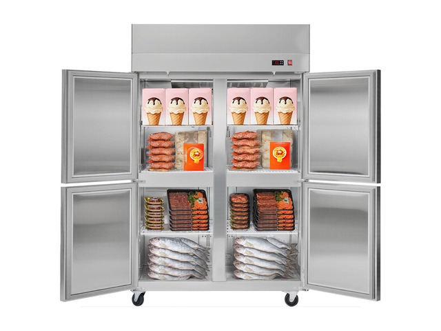 Commercial Reach-In Freezer, 48' W, 33 Cu. Ft Stainless Steel Upright Freezer, with 4 Doors, Auto-Defrost, 6 Adjustable Shelves, -11 to 14 Temp...