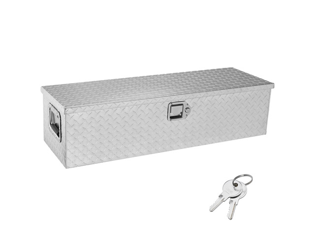 Heavy Duty Aluminum Truck Bed Tool Box, Diamond Plate Tool Box with Side Handle and Lock Keys, Storage Tool Box Chest Box Organizer for Pickup,...