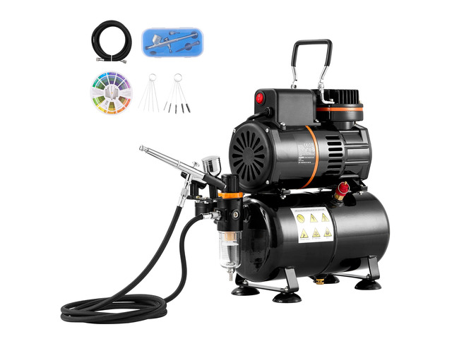 Airbrush Kit, Dual Fan Air Tank Compressor System Kit with 3.5L Air Storage Tank, Air Brush Set with 0.3 mm Tip Airbrush, Holder, Color Mixing...