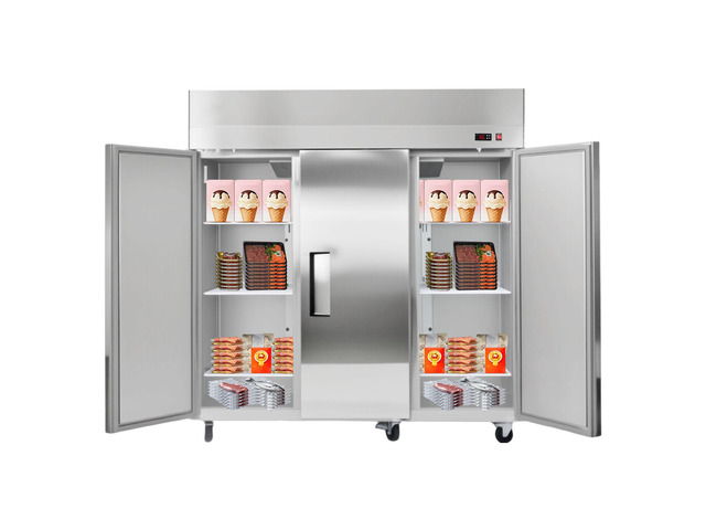 Commercial Reach-In Freezer 72' W, 52 Cu. Ft Stainless Steel Upright Freezer with Three Doors, Auto-Defrost, 9 Adjustable Shelves, -11 to 14 Temp...