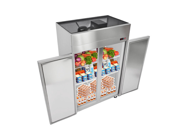 Commercial Reach-In Refrigerator 48' W, 33 Cu. Ft Stainless Steel Upright Refrigerator with Double Glass Doors, Auto-Defrost, 6 Adjustable Shelves,...
