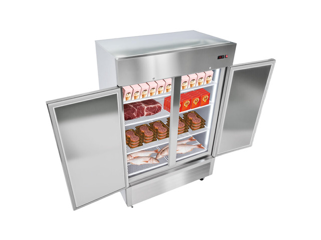 Commercial Reach-In Freezer 54' W, 44 Cu. Ft Stainless Steel Upright Freezer with Double Doors, Auto-Defrost, 8 Adjustable Shelves, -11 to 14 Temp...