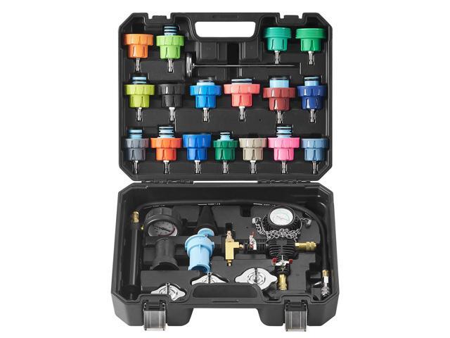 28 pcs Universal Radiator Pressure Tester Kit, Coolant Pressure Tester Kit with Manual Pump and Color-coded Test Caps, Coolant Vacuum Refill kit...