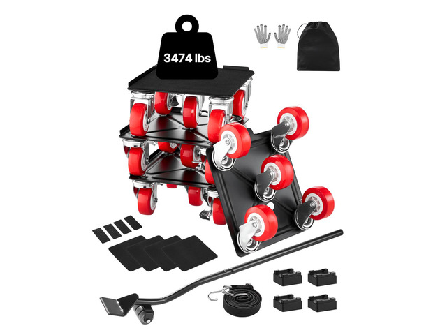 Furniture Dolly, Maximum Load 3474 lbs, Heavy Duty Furniture Movers with 5 360° Rotation Wheels, Carbon Steel Panel, Furniture Lift Slider Tool Set...