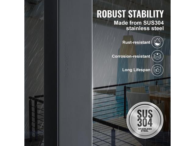 Cable Railing Post, 42' x 2' x 2' Steel Level Deck Railing Post Without Holes, SUS304 Stainless Steel Cable Rail Post, Stair Handrail Post with...