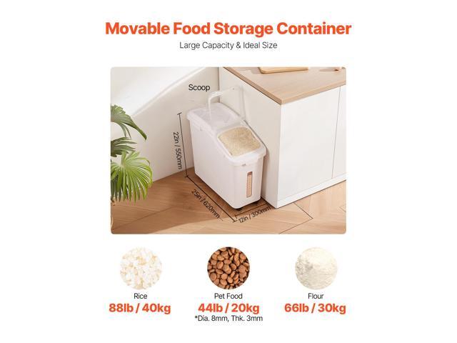 Rice Storage Container, 11.4Gallon/50L Capacity Large Dog Food Dispenser Bin, Kitchen Ingredient Grain Cereal Flour Bin, Pet food Containers with...