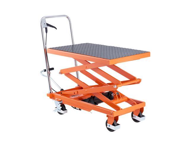 VEVOR 47.2' Hydraulic Lift Table Manual Double Scissor Lift Cart 500 lbs Non-slip Pad