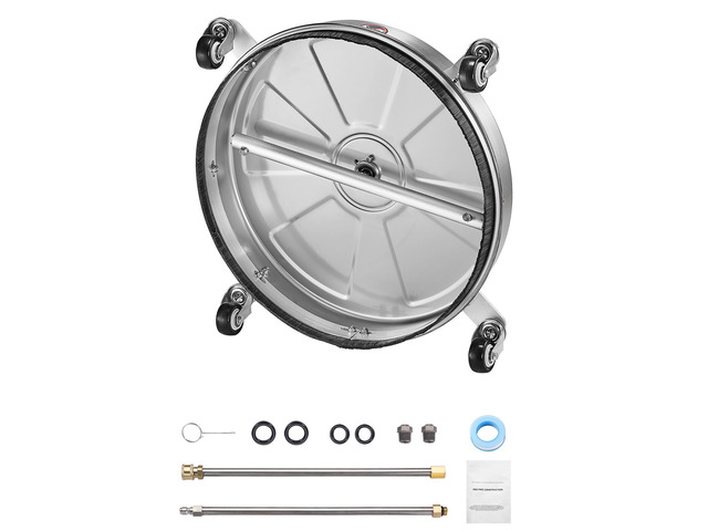 18' Pressure Washer Surface Cleaner, Stainless Steel Pressure Washer Attachments with 4 Wheels, 4000 Max PSI, 1/4 Quick Connector, 2 Spray Nozzles,...