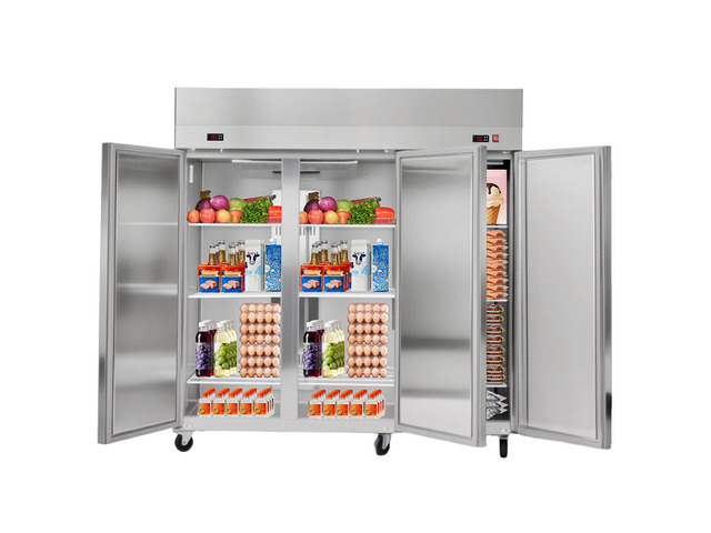 Commercial Refrigerator and Freezer Combo 72'W, 51 Cu. Ft Stainless Steel Upright Freezer/Refrigerator with Three Doors, Auto-Defrost, 9 Adjustable...