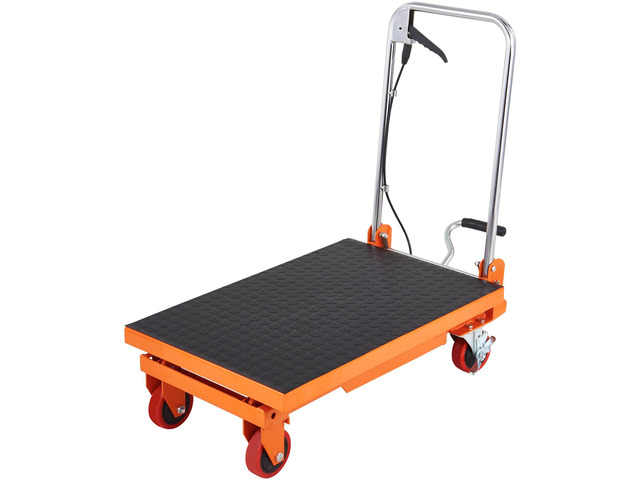 VEVOR Hydraulic Lift Table Cart, 330lbs Capacity 28.5' Lifting Height, Manual Single Scissor Lift Table with 4 Wheels and Non-slip Pad, Hydraulic...