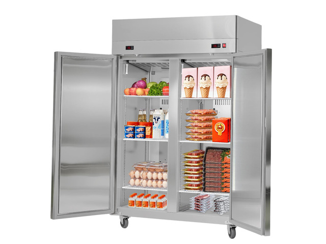 Commercial Refrigerator and Freezer Combo 48'W, 32 Cu. Ft Stainless Steel Upright Refrigerator/Freezer with Double Doors, Auto-Defrost, 6 Adjustable...