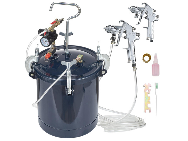 Spray Paint Pressure Pot Tank, 10L/2.5gal Air Paint Pressure Pot, 1.5mm+4mm Two Nozzles Two Spray Paint Guns, 60PSI Max, for Industry Home Decor...