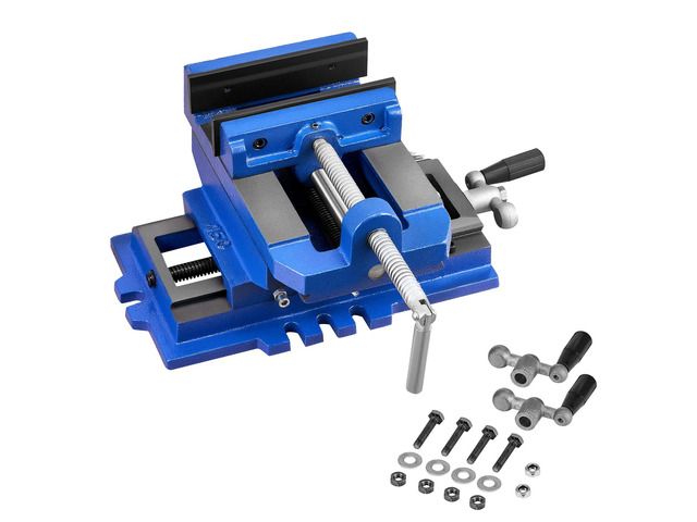 Cross Slide Drill Press Vise, 6 Inch Jaw Width, 2 Way X-Y Axis Bench Vise, 5.7 Inch Max Jaw Opening, Heavy Duty Cast Iron, Workbench Vice Clamp,...