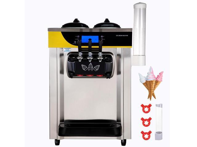 Commercial Ice Cream Maker, 22-30L/H Yield, 2200W Countertop Soft Serve Machine with 2x6L Hopper 2L Cylinder LCD Panel Puffing Shortage Alarm,...