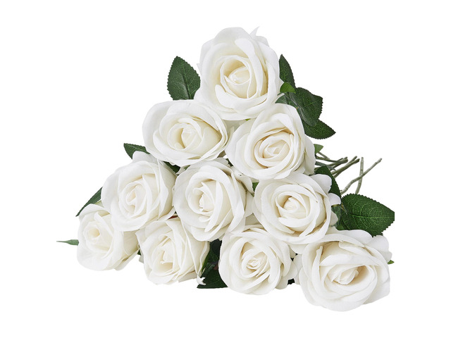 Artificial Flowers, 120 pcs Real Looking White Foam Fake Roses Bulk, White Faux Bridal Shower with Stems for DIY Wedding Bouquets, Home...