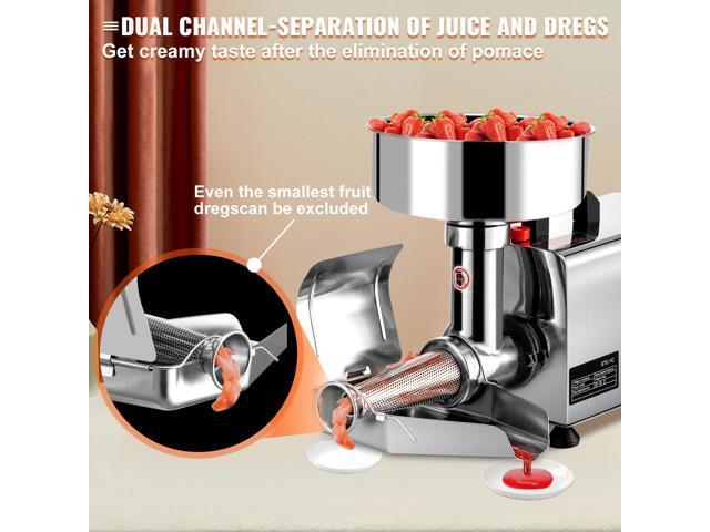 110V Electric Tomato Strainer 370W Commercial Grade Tomato Milling Machine Stainless Steel Tomato Press and Strainer 90-160 Kg/H Pure Copper Motor...