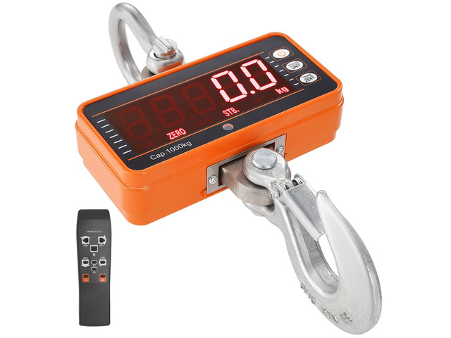 VEVOR Digital Crane Scale, 2200 lbs/1000 kg, Industrial Heavy Duty Hanging Scale with Remote Control, Cast Aluminum Case & LED Screen, High...