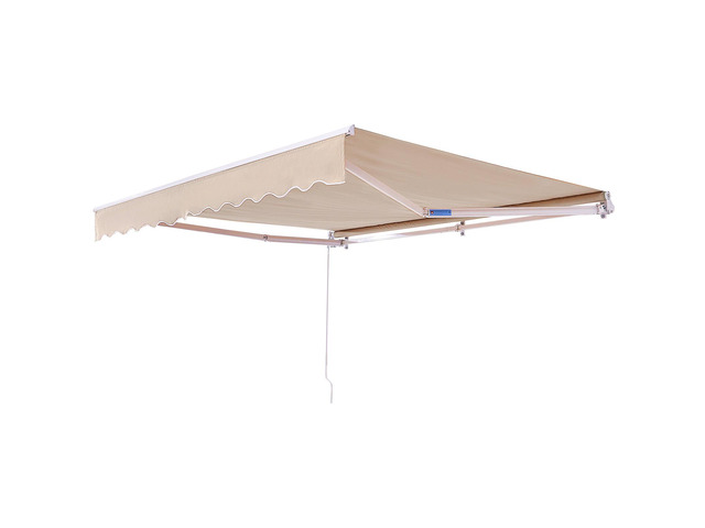 Manual Retractable Awning, 8 x 7 ft Outdoor Patio Awning Retractable Sun Shade, Water-Resistant Polyester Patio Door Window Awning Sunshade Shelter...