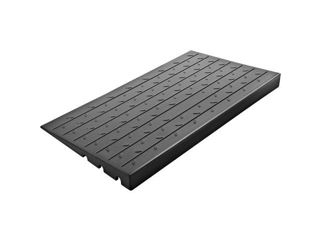 Rubber Threshold Ramp, 4/' Rise Threshold Ramp Doorway, 3 Channels Cord Cover Rubber Solid Threshold Ramp, Rubber Angled Entry Rated 2200 Lbs Load...