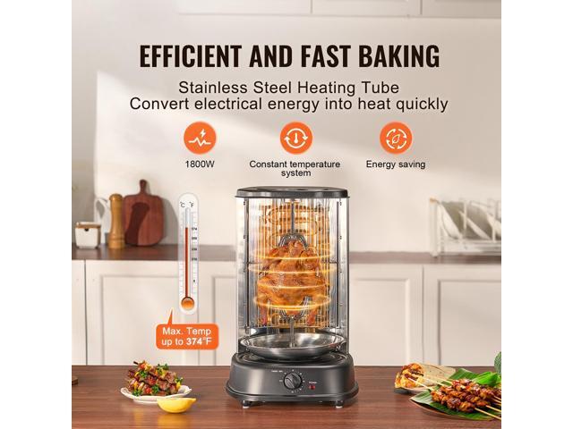 Shawarma Grill Machine, Vertical Chicken Shawarma Cooker Machine Countertop, Electric Stainless Steel Broiler Gyro Rotisserie Oven Doner Kebab...