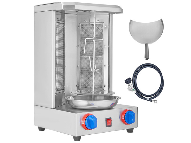 Shawarma Grill Machine, 13 lbs Capacity, Chicken Shawarma Cooker Machine with 2 Burners, Gas Vertical Broiler Gyro Rotisserie Oven Doner Kebab...