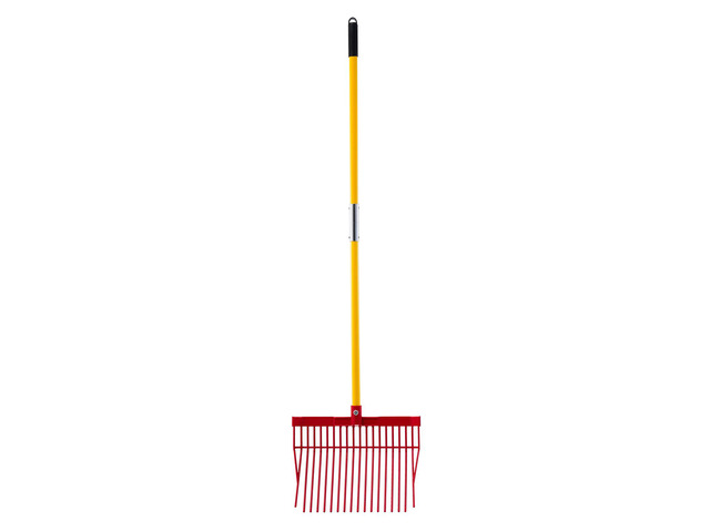 Manure Fork, 18 Angled Tines, Horse Manure Rake with Long Fiberglass Handle, 61 in Durable Plastic Pitchfork Muck Rake Tool for Gardening Horse...