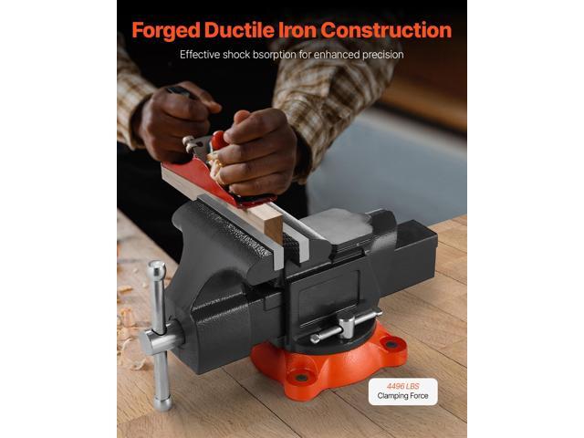 Bench Vise, 5' Jaw Width, 5' Max Jaw Opening Multipurpose Vise with 360° Swivel Locking Base, 2.8' Throat Depth, Heavy Duty Ductile Iron Workbench...