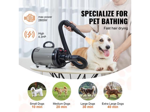 VEVOR Dog Dryer, 2800W/4.3HP Dog Blow Dryer, Pet Grooming Dryer with Adjustable Speed and Temperature Control, Pet Hair Dryer with 4 Nozzles and...