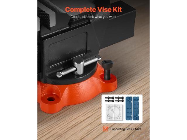 Bench Vise, 5' Jaw Width, 5' Max Jaw Opening Multipurpose Vise with 360° Swivel Locking Base, 2.8' Throat Depth, Heavy Duty Ductile Iron Workbench...