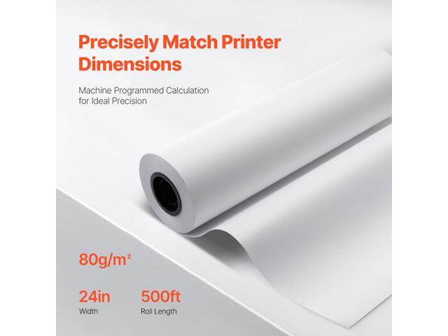 Wide Format Paper, 24 in x 500 ft Plotter Paper, 2 Rolls CAD Bond Rolls with 3 in Core, 20 LB Bond Paper Rolls, Idea for CAD Drawings, Engineering...